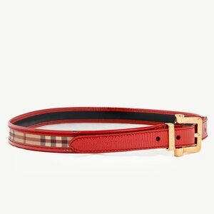 Burberry Check Coated Canvas & Pink Leather-Trim Belt